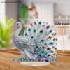 2D Flat Crystal Peacock Table Top Decoration - 7.8x7.8 Inch Colored Gemstone Acrylic Table Top Decoration, Elegant Home and Office Decoration Ornament
