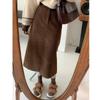 Women's Spring and Autumn Literary Retro Corduroy Half-body Skirt Solid Color Split Straight Skirt