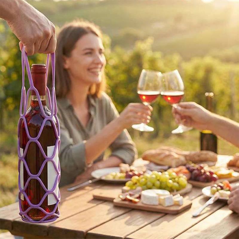 Portable Foldable Red Wine Tote Bag Bottle Carrier Food-Safe Heat-Resistant For Juice/Fruits Hanging Storage  Placemat 2-In-1