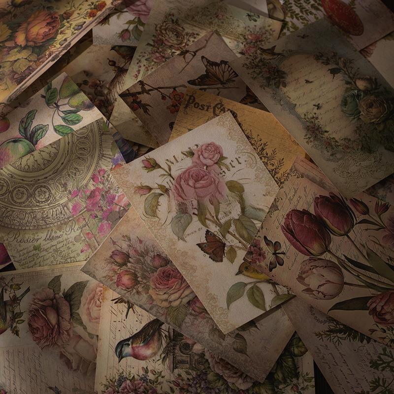 American Retro Floral Literary Journal Background Paper