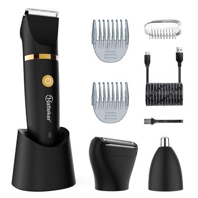 Recortador eléctrico de vello en la ingle, recortador de bolas para hombres, afeitadora corporal, recortadora de vello de cintura baja, recortadora de vello nasal, impermeable, inalámbrico, 3 en 1
