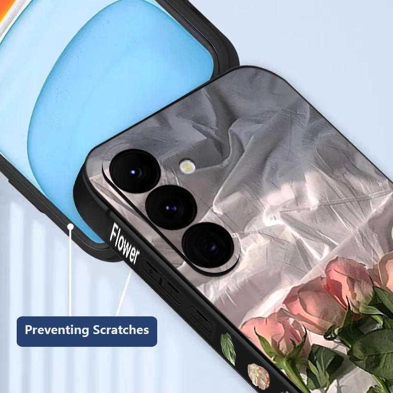 Housse Peinture à l'Huile Fleurs Roses Pour Samsung Galaxy S24 S25 FE S25 S23 S22 Ultra A17 A56 A16 A55 A25 A15 A36 A54 5G Cordon Housse Souple