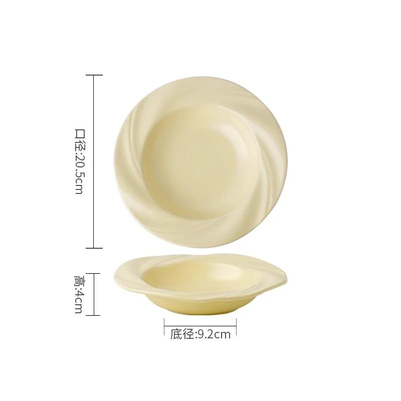 

Роскошная керамическая тарелка однотонного цвета, высококлассная ресторанная тарелка для пасты, бытовая тарелка для послеобеденного чая, торта, десерта, столовая посуда