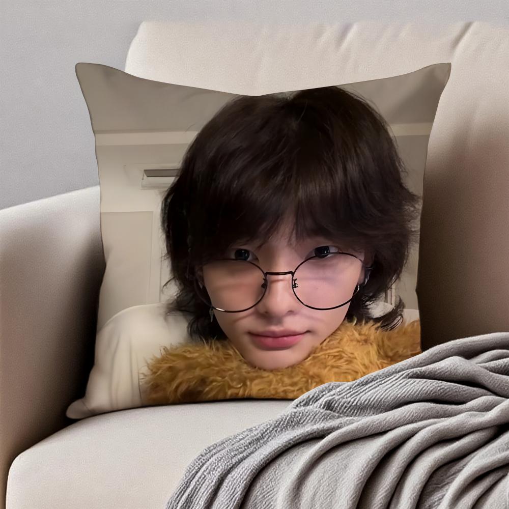 Handsome Kpop Idol HHwang HyunJin Cushion Cover Pillowcase Antidustmite Invisible Zipper Short Plush Sofa Cushion
