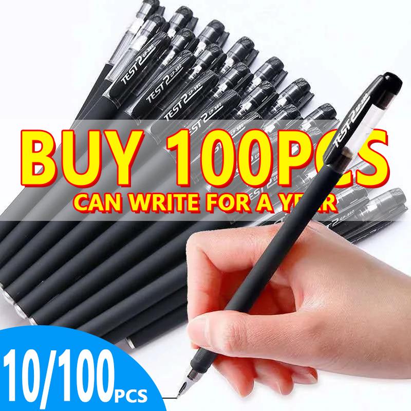 10/100pcs Gel Pen Set 0.5mm Perfect Smooth Writing For Students Exams Office School Supplies Ball-point Pen