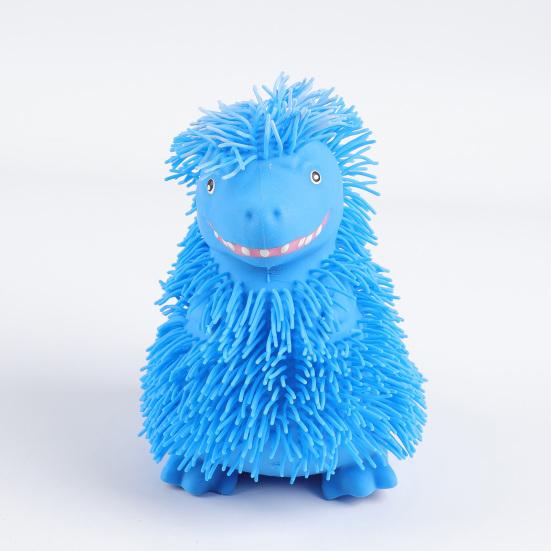 Cartoon Dinosaur Squeeze Toy with Long Hair Glitter Soft TPR Rubber Stress Relief Fidget for Kids Pull-Resistant Visual Stimulation Anxiety Relief
