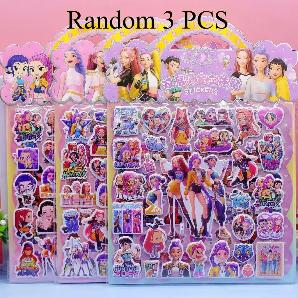 1/3/5PCS Kpop Demon Hunters Sticker Anime Tiger Rumi Mira Zoey Laser Cut Stickers Office Stationery School Supplies Party Gifts