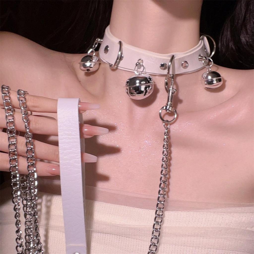 Unisex Leather Punk Chain Choker Necklace: Edgy, High-End Design
