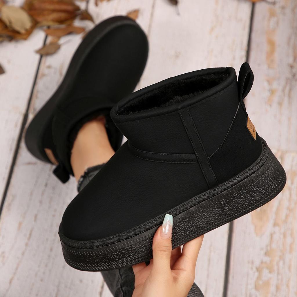 2025 new snow boots fleece thickened waterproof and non-slip fashion versatile short tube thick-soled cotton boots are a must in winter