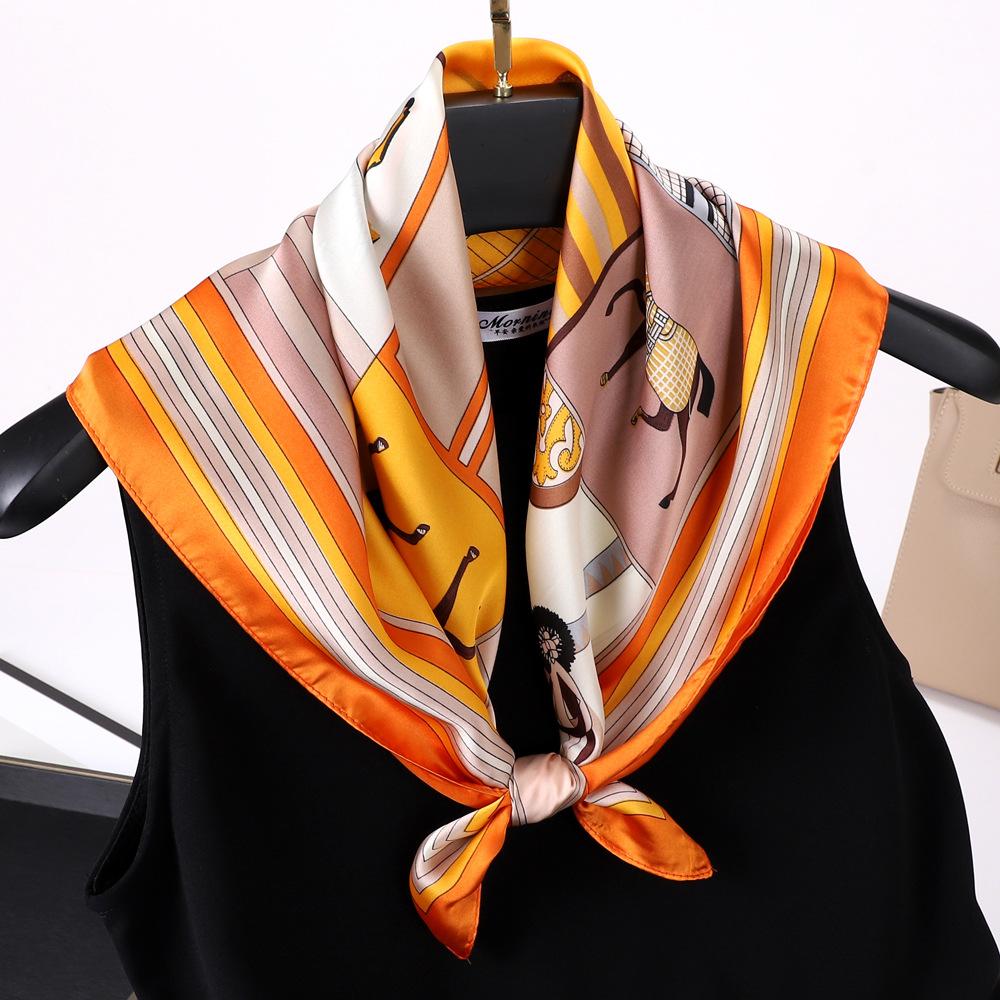 Small Scarves With Spring And Autumn Prints  New Simulation Silk Square Scarves For Women's Fashion High-end Scarves Versatile Small Scarves