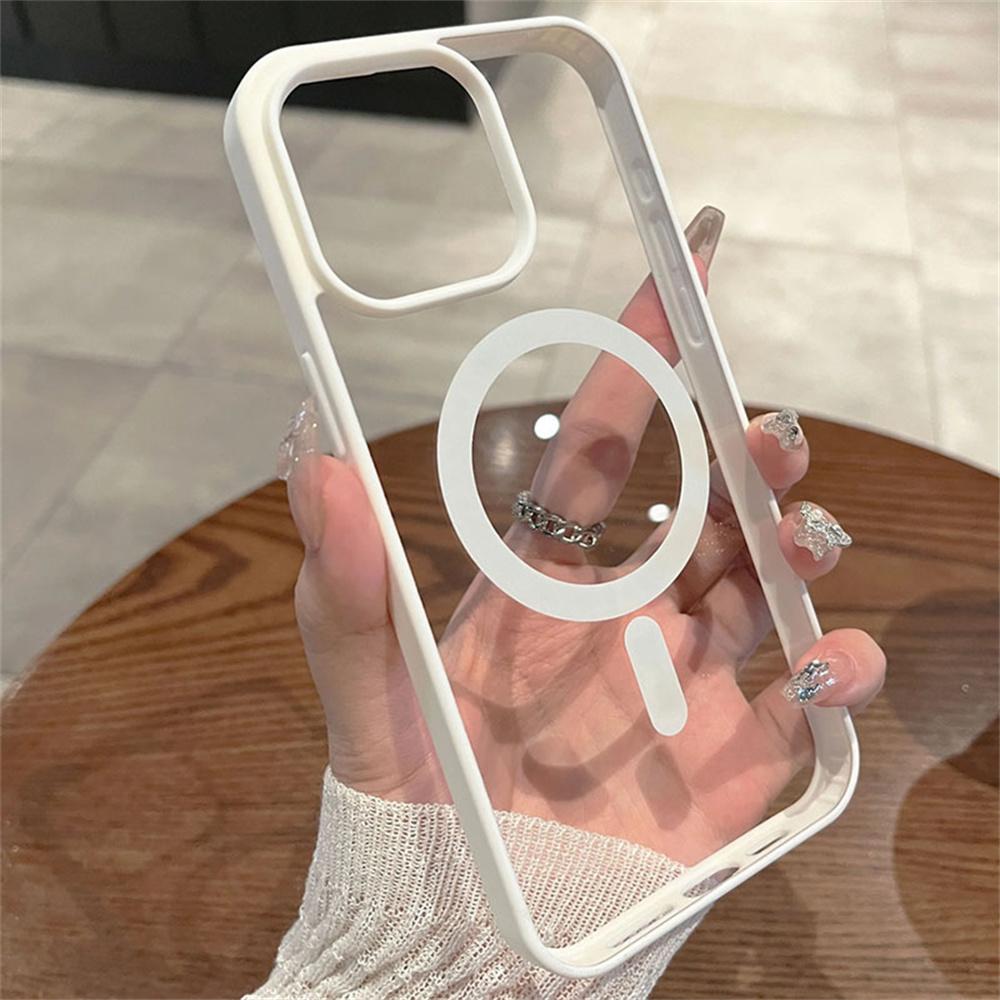 iphone 17 Transparent Magsafe Magnetic Case For iPhone 16 15 14 13 12 11 Pro Max Plus mini Wireless Charging Hard Protect Cover