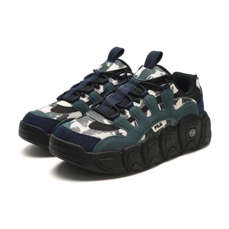 Fila Études X  Fabric Synthetic Leather TPU Round Toe Lace-Up Thick Sole Shock Absorbing Wear-Resistant Low-Top Retro Basketball Shoes F12M342113FBU