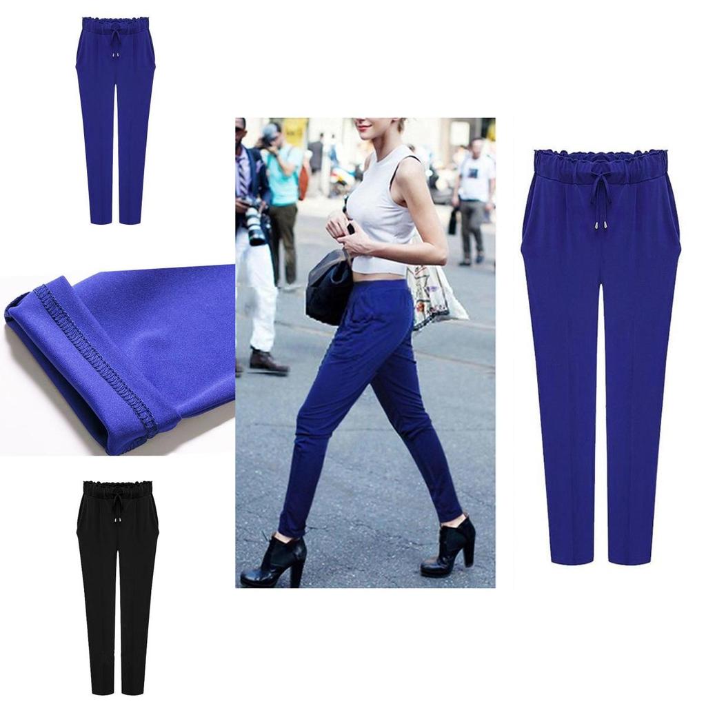 Comfortable Women Harem Pants Long Trousers With Drawstring And Breathable Fabric