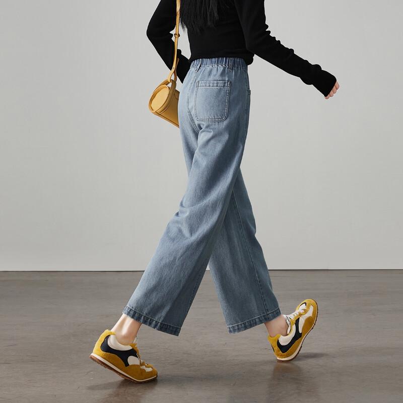 SOFSIL Women's Retro High-Waist Wide-Leg Cropped Jeans