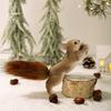 Realistic Foam Squirrel Hanging Ornament Christmas Tree Decor Woodland Animal Figurine with Faux Fur Tail Pine Cone Home Decor