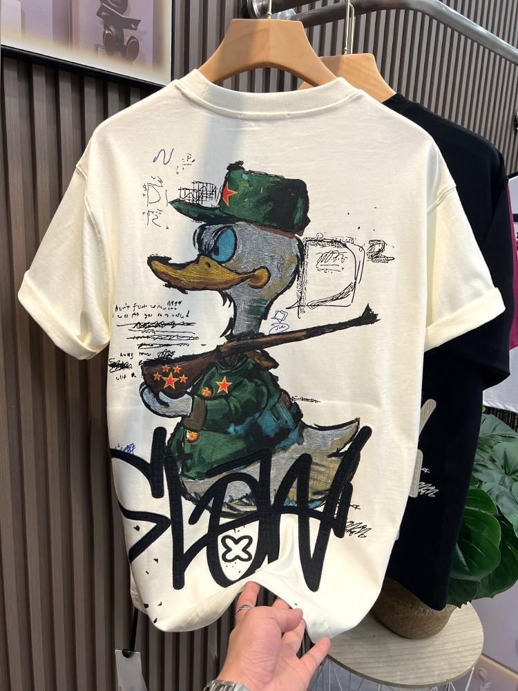 Men's Trendy Cartoon Print Short-Sleeve T-Shirt - Summer Fashion Casual Round Neck