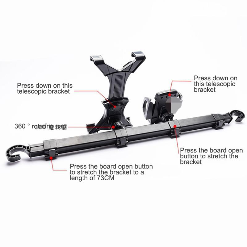 Car Universal seat Back Seat Headrest Phone Mount Holder for Rear Seat Car Tablet Phone Holder Stand Bracket 2 in 1