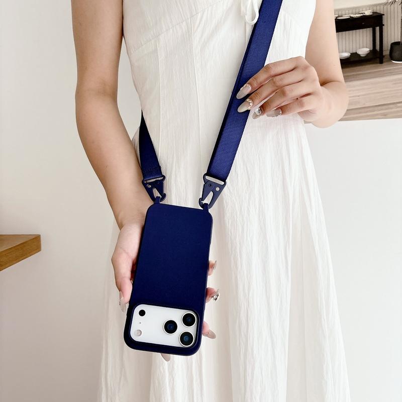 Crossbody Lanyard Phone Case For Samsung S25 Ultra S24 FE S23 S22 A16 A55 A35 iPhone 16 Pro Max 15 14 13 12 11 Shockproof TPU Solid Color Soft Cover