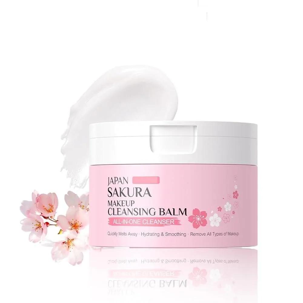 Easilydays Sakura Extract Cleansing Balm Makeup Remover, Hyaluronic Acid Nourishing Melting Cleanser, Non-greasy