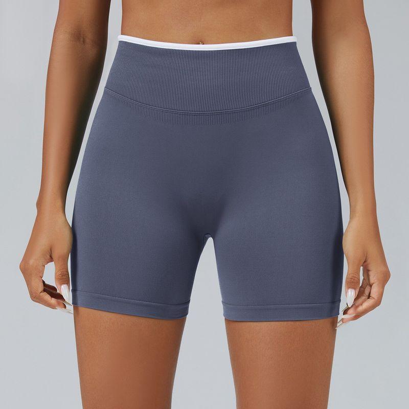 European and American Style Color-Block Seamless Tight Yoga Shorts for Women, Peach Butt-Lifting Sports Shorts, Running Fitness Shorts, Breathable