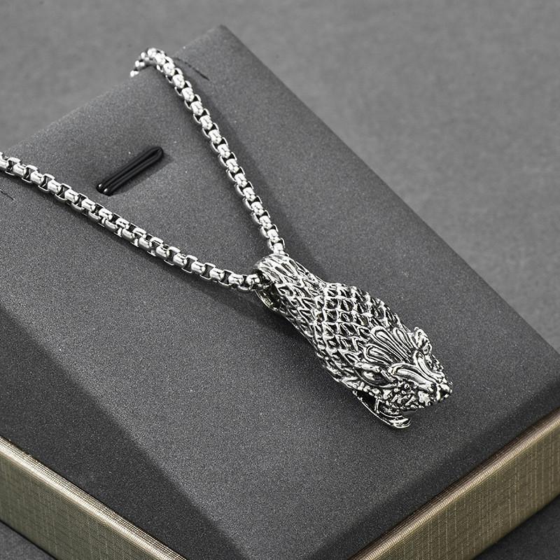 Stunning Titanium Steel Men's Necklace With Unique Geometric Animal Pendant For Stylish Accessories