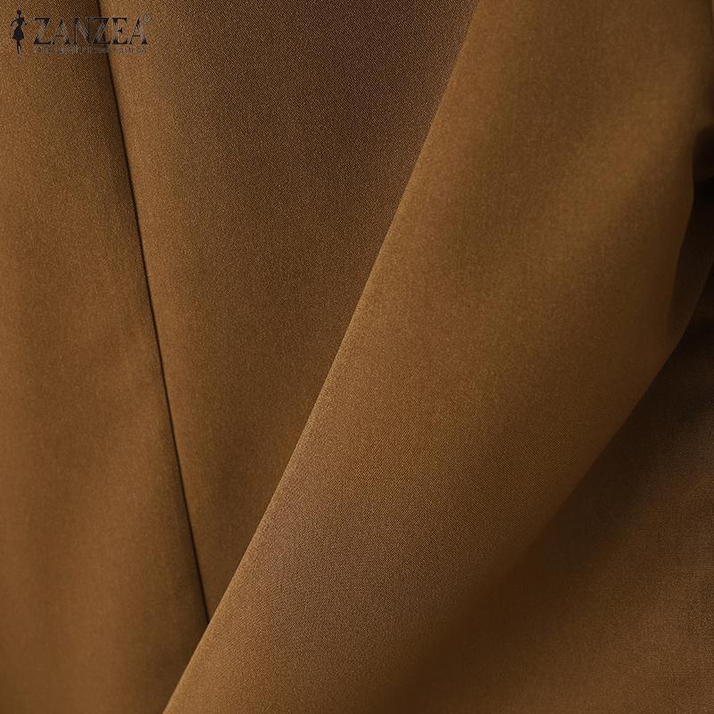 ZANZEA Women Casual Round Neck Short Sleeve Thin Cardigan Tops