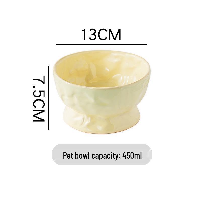 Ceramic Cat & Dog Feeder: Cute, Slanted Double Bowl with High-Leg Design for Neck Protection and Anti-Tip Stability.