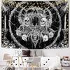 VIKAMA Halloween Tapestry Black and White Psychedelic Skull Tapestry Living Room Bedroom Holiday Party Decorative Tapestry