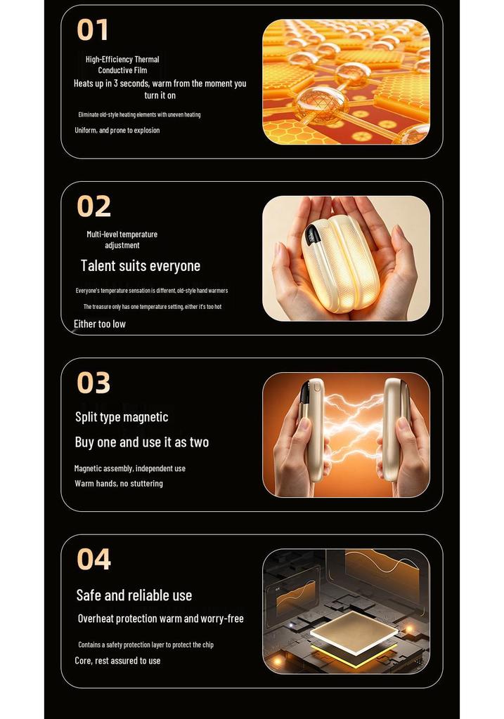 Magnetic USB Charging Hand Warmer with Digital Display - Large Capacity Heating 2026