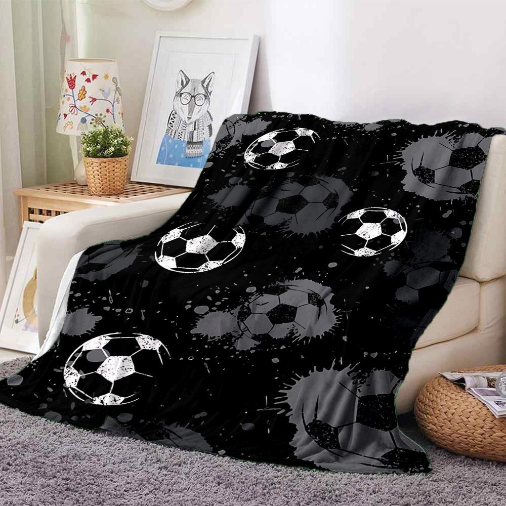 1pc Soccer Balls Blanket, Lightweight Flannel Throw Blanket for Sofa, Bed, Travel, Camping, Living Room, Office, Couch055