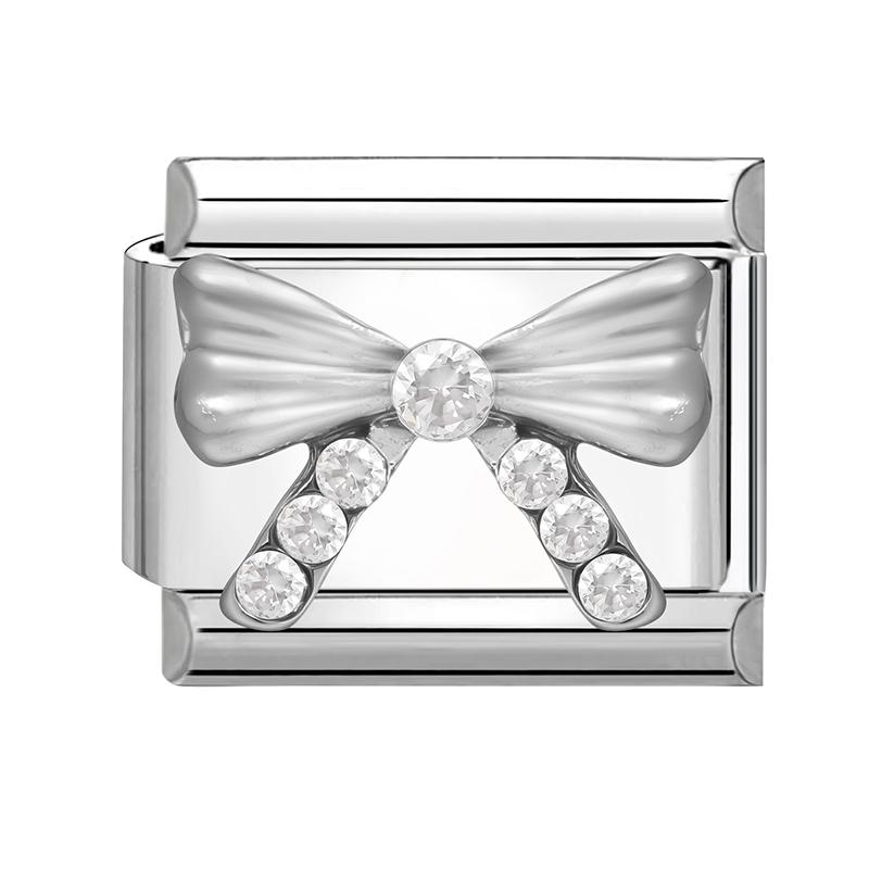 Y2K Zircon Cherry Bow Heart Butterfly Shiny Italian Charm Links Fit 9MM Bracelet Stainless Steel Jewelry DIY Making Jewelry