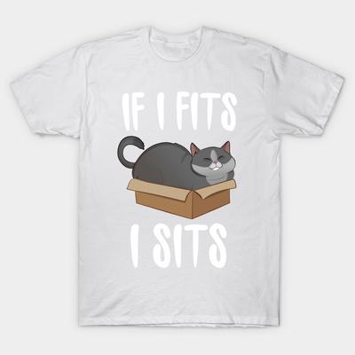 T Shirt Women If I Fits I Sits Cat In A Box Harajuku Print Kawaii Tshirt Summer Short Sleeve Female T-Shirt Top Tee
