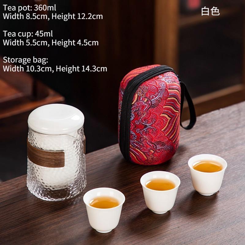 

Kuaike Cup Portable Travel Tea Set Portable Outdoor Bag Tea Cup and Teapot Chinese Style 1 Pot 3 Cups Tea Set Drinking Utensils