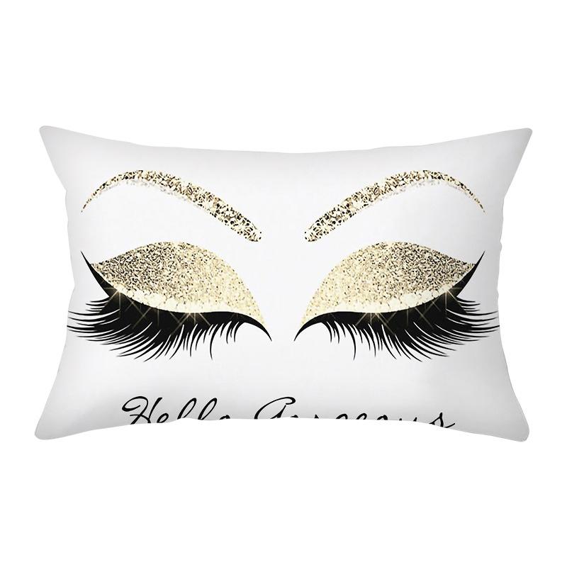 Peach Skin Waist Pillowcase Eyelash Print Cushion Cover Sofa Office Cushion Cover