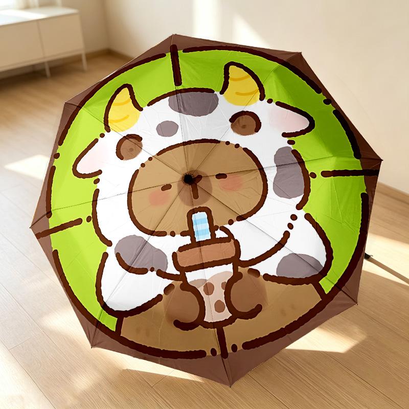 Target Critter 8 Ribs 3Fold Black Glue Uv Protection Umbrella Sun Protection Rainproof Compact Folding Umbrella For Travel Daily Use C923707