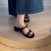 Open-toed French bow skirt wind thick heel cool slippers female with slippers outer wear evening wind summer hundred fairies