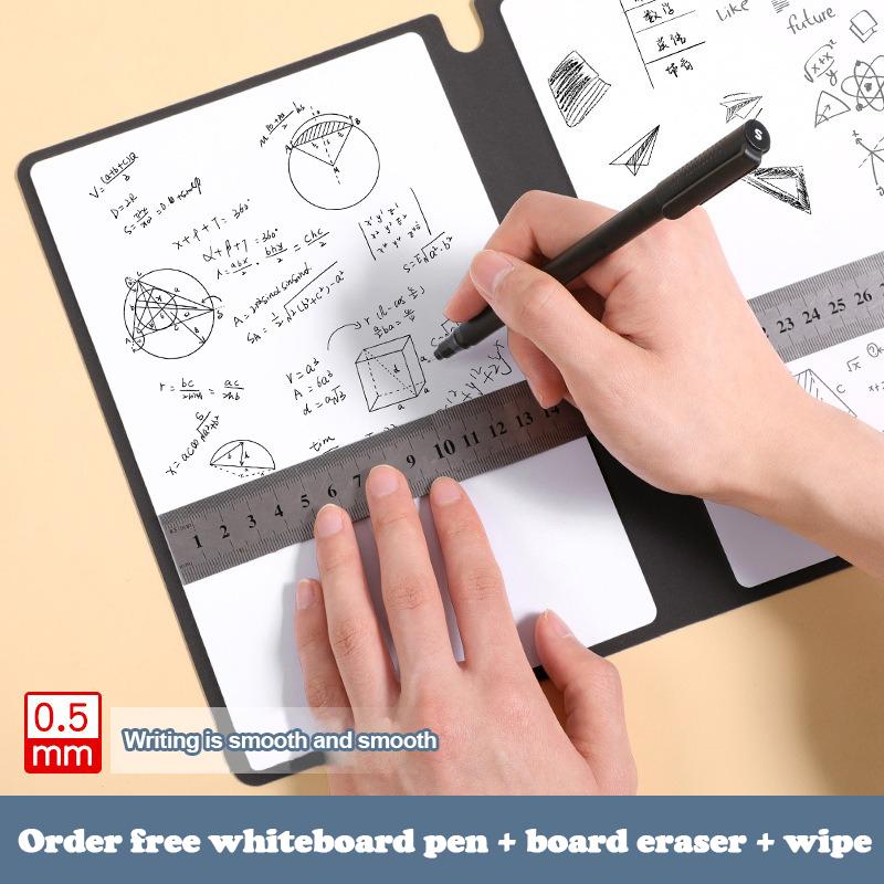A5 Reusable Whiteboard Notebook Set With Whiteboard Pen Erasing Cloth Leather Memo Book Pad Weekly Planner Portable Notebooks