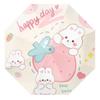 Strawberry Rabbit Safety Anti-Rebound Kids Umbrella Primary School Girls Rain and Rain Dual-Use School Dedicated Foldable Self-Opening Umbrella