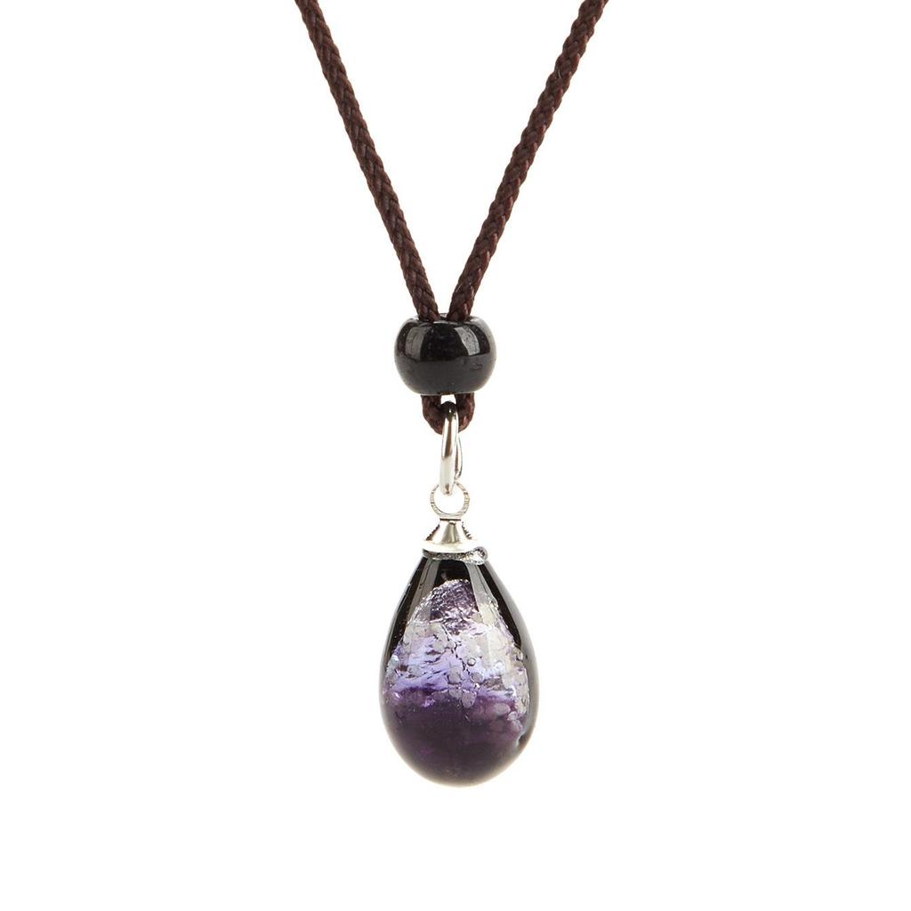 Ręcznie robiony szklany naszyjnik z zawieszką w kształcie świetlika i fluorescencyjnej kropli wody dla kobiet