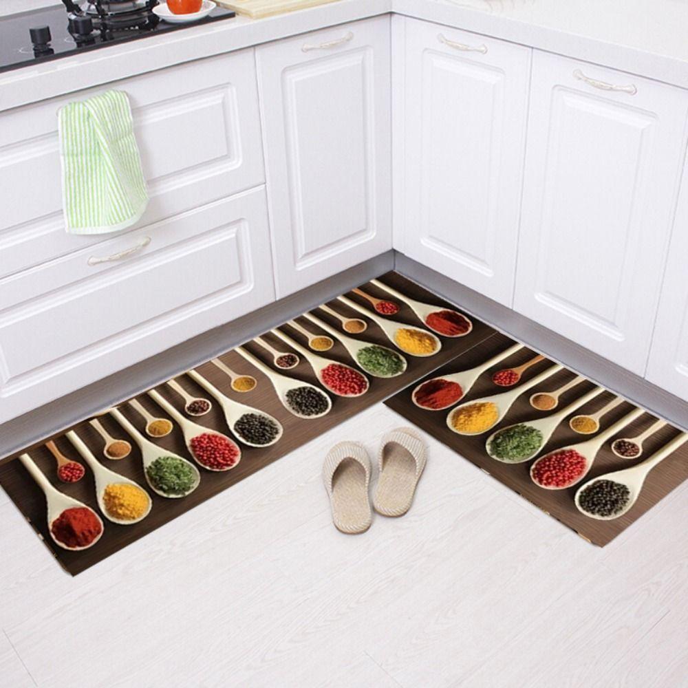 Waterproof Spices Kitchen Carpet Anti-fouling Spices Rug Skin Friendly Spices Kitchen Mat  Kitchen