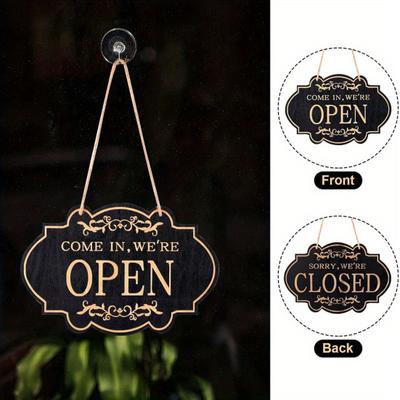 Rustic Business Sign Wooden Open And Closed Sign Double Sided Vintage Open Sign with Rope for Coffee Shop Restaurant Bar Door Window