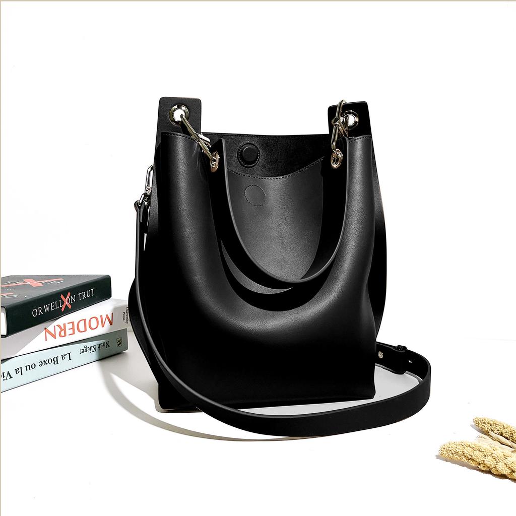 New Bucket Bag Niche Design Large Capacity Tote Bag Versatile Single Shoulder Leather Messenger Women's Bag