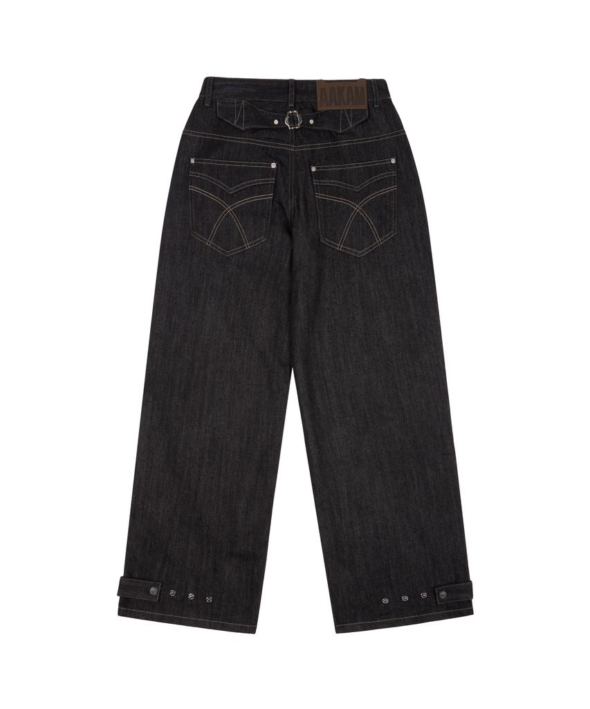 AAKAM Steve Cinch Back Denim Pants (Black)