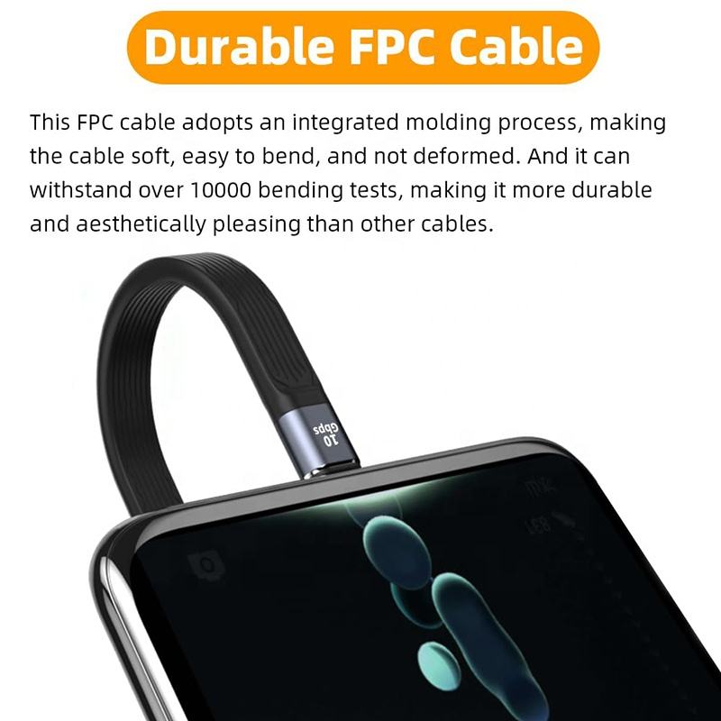 65W Fast Charge Type-C Public to Public Data Cable Ultra Short Portable PD Fast Charging Mobile Power Short Flexible Flat Cable