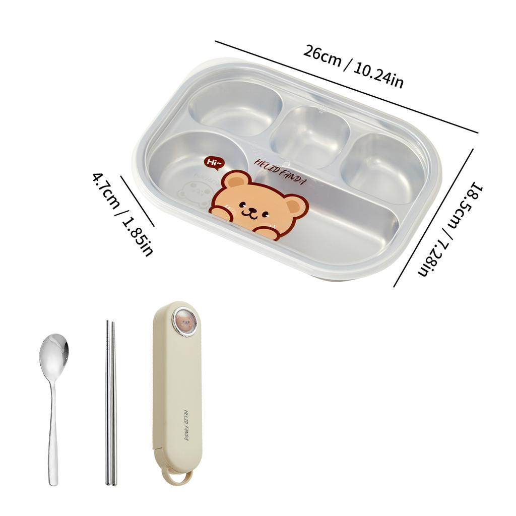 WORTHBUY 4/5 Grids 316 Stainless Steel Dinner Plate Portable Divided Lunch Box For Students Kids Large Capacity Food Contianer