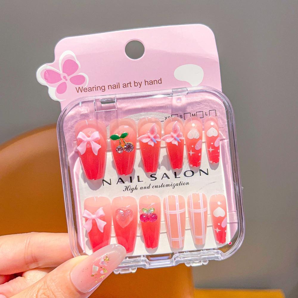Cute Long Nail Sticker Cartoon Press on Nail New Nail Tips for Girls Students