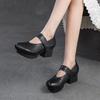 Mote GKTINOO 2025 Vår Sommer Ny Vintage Ekte Kuskinn Rund Tå Damesko Håndlagde Ekte Skinn Mellomhæl Pumps