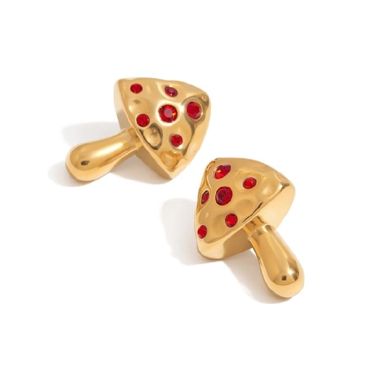 

Delicate Gold Color Mushroom Studs Earrings For Everyday Wear Scratch Resistant Hypoallergenically Ear Accessories 1
