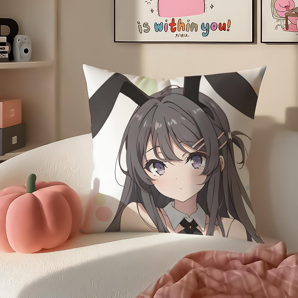 Anime melancholic MMai SSakurajima Sexy Cushion Cover Pillowcase Short Plush Invisible zipper Room Sofa Cushion Cover