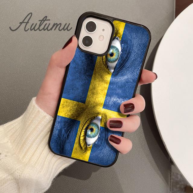 Schweden Flagge Handyhülle für iPhone 11 12 13 14 Pro Max mini X XR XS SE 2020 5 6S 7 8 Plus Samsung Galaxy S21 S22 Hülle